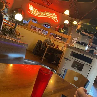 Sitting inside at a booth, there is a spot to put your metal trays and indoor awnings.