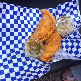 Beef empanadas with special Mama&apos;s sauce