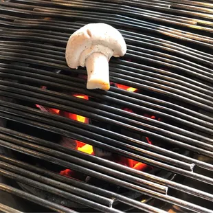a mushroom on a grill