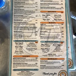 Breakfast menu