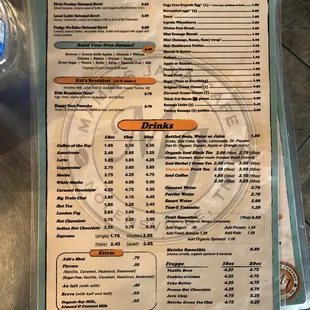 Breakfast menu