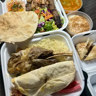 Combo Platter, Lamb Shank, Rice Pudding, Baklava