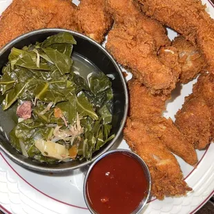 Chicken Wings Dinner and greens