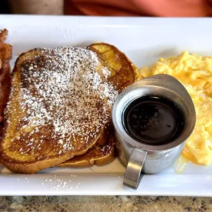 Bacon, French Toast with 2 Eggs Any Style