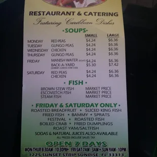 Part two menu hours of operation