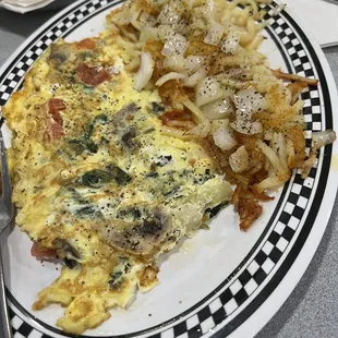 Omelet with spinach tomato onion