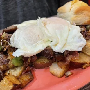 Big Skillet, over easy eggs, home fries and a biscuit.