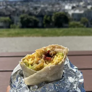 mama&apos;s breakfast burrito w smoked brisket
