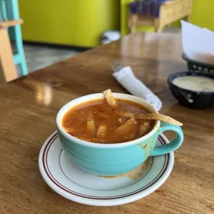 Tortilla soup as a starter