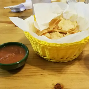 The chips were fresh and the salsa was appropriately spicy.