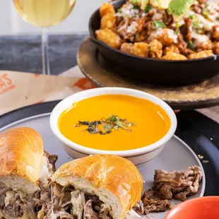 Lunch is Served! A French Dip, Mama's Style with Tomato Basil Bisque.