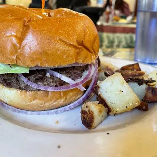 Burger on brioche bun