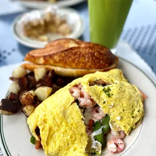 Bay Shrimp Omelette w/ Asparagus &amp; Goat Cheese
