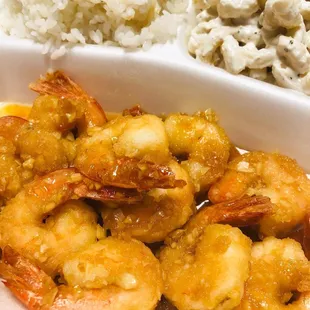 Garlicky Shrimp Plate Lunch