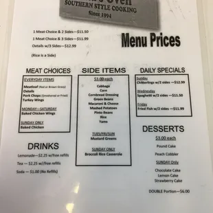 menu