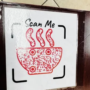 Scan to view Menu (located on the table)