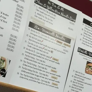 menu