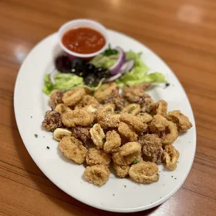 a plate of fried calamails