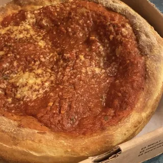 Baked Mac N Cheese Chicago Style Pizza