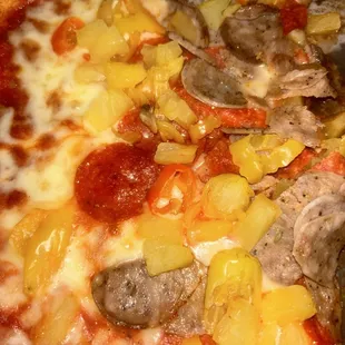 a closeup of a pizza