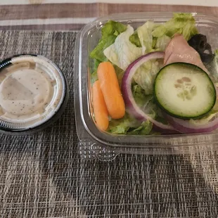 a salad and dressing