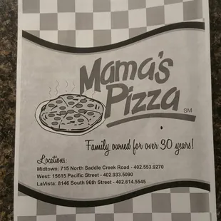 Menu front side.