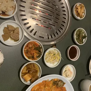 various dishes of food on a table
