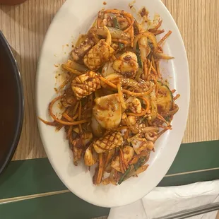 Spicy stir fried squid