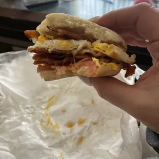 Custom bacon egg sandwich