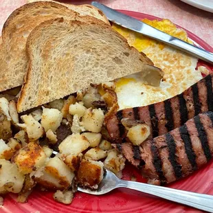 Two eggs with Chicken Apple Sausage