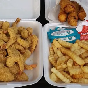 5 piece fish and 15 shrimps with 4 egg rolls