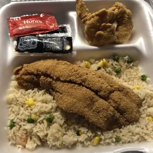 1 Fish, 3 shrimp with rice