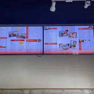 menu on wall