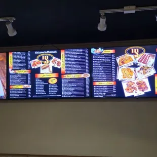 a menu on the wall