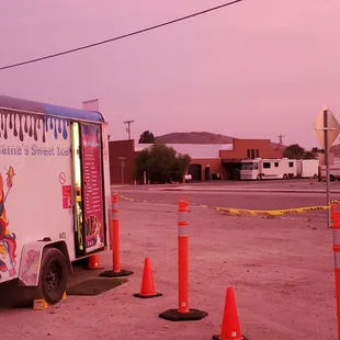 a truck parked in a parking lot