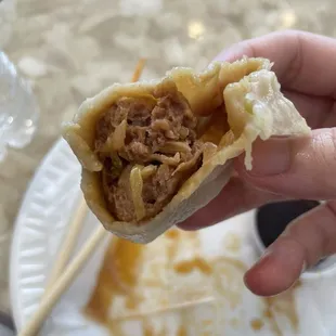 Jumbo soup dumpling (cross-section)