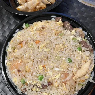 Yang Chow Fried Rice (and Spicy Wonton on top)