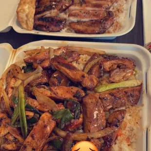 Spicy Stir fry spicy chicken and Chicken Teriyaki Lunch Special