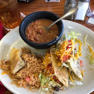 Beef tacos with charro beans