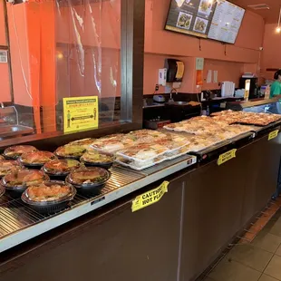 a variety of pies on display