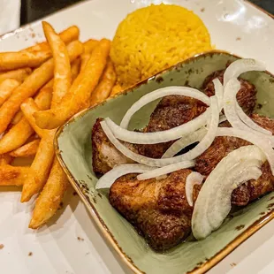 Masitas with fries and Yellow Rice