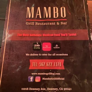 Restaurants updated menu as of May 29, 2021