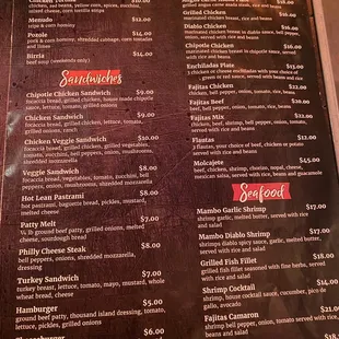 menu