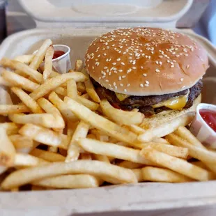 Double cheeseburger and fries