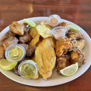 Mambo Platter: Fried Chicken, Fried Pork &amp; Tostones