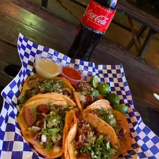 Tacos with Tripa, Lengua and Cabeza