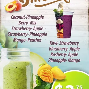 Mixed smoothie menu