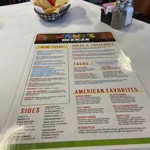 Menu side 1