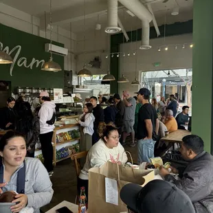 Inside seating &amp; some seating outside patio too