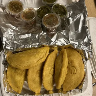 Sofrito Chicken Empanada and Beef and Potato Empanada